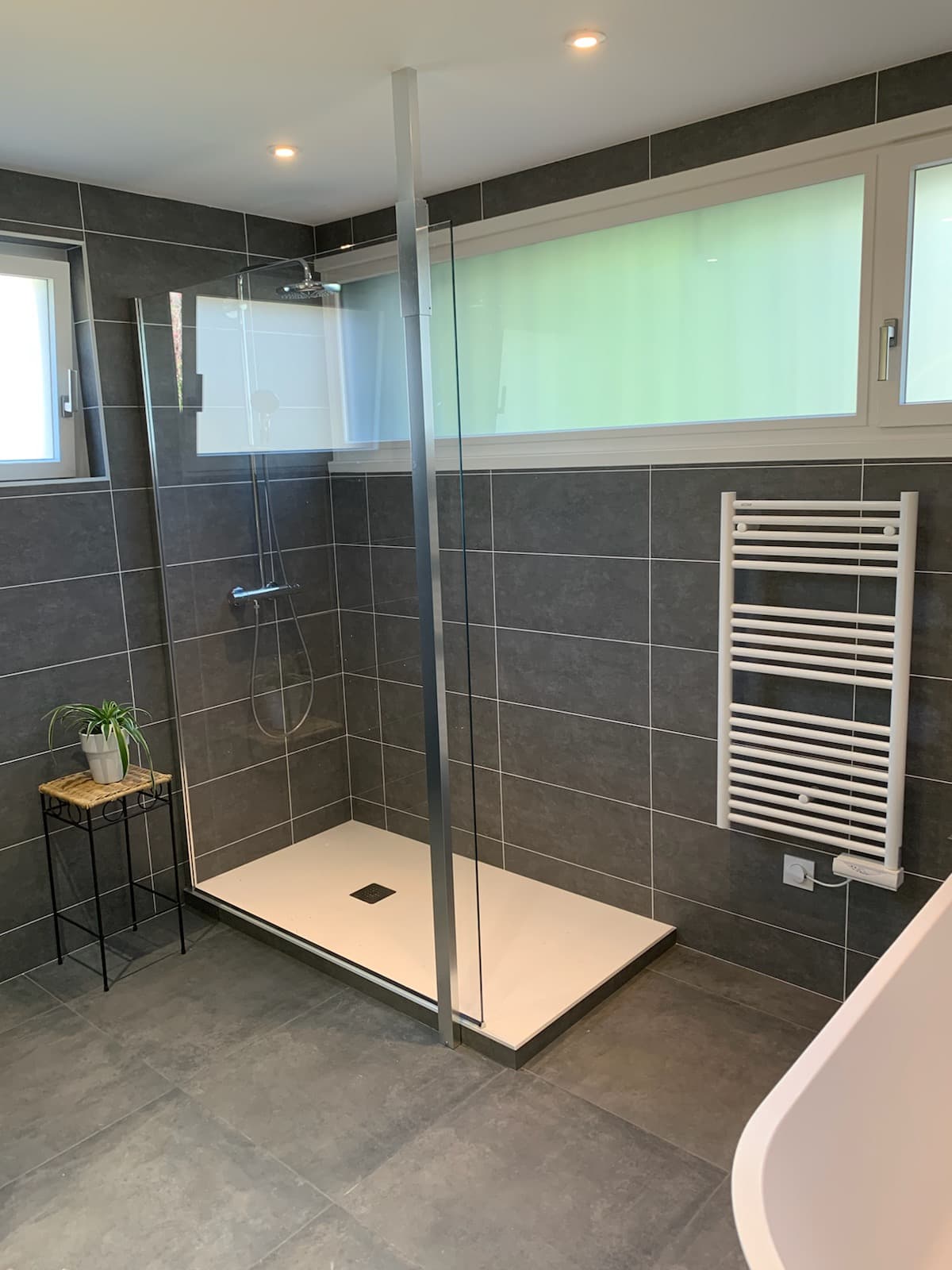 Grande douche italienne anthracite